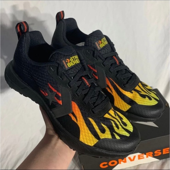 Converse Star Series RN OX Black Flames Shoes Mens - Picture 2 of 6